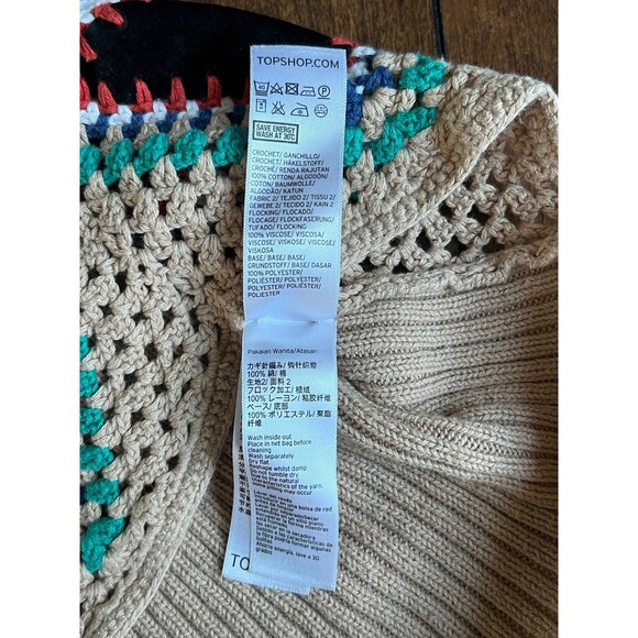 Topshop‎ Crochet Knit Granny Squares Sleveless Sweater Small - Picture 5 of 7